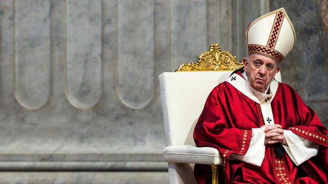 Pope Francis celebrates a Holy Mass in St. Peter's Basilica at the Vatican, in June 2020 - Credit: POOL/AFP via Getty Images