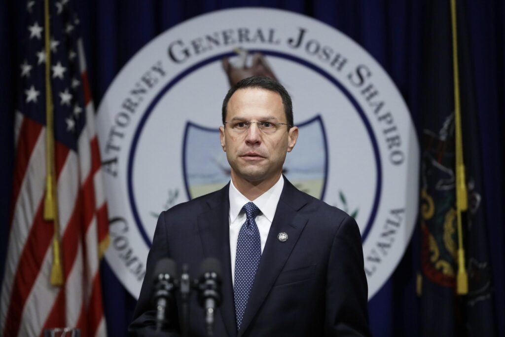At a news conference in Harrisburg on Aug. 14, 2018, Pennsylvania Attorney General Josh Shapiro comments on his office's grand jury report on clergy sexual abuse in the Roman Catholic Church statewide. Show less. File photo / Associated Press