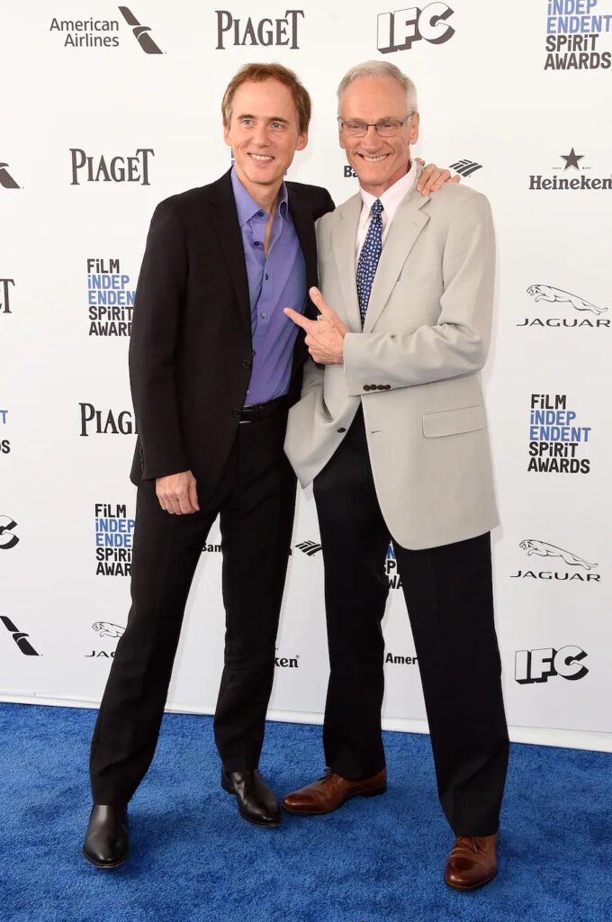Saviano, right, with actor Neal Huff, who portrayed him in the 2015 Oscar-winning film “Spotlight.” (Jason Merritt/Getty Images)