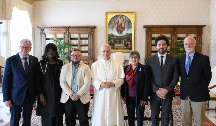 Pope Leo with members of the ECA Global board of directors (@VATICAN MEDIA)