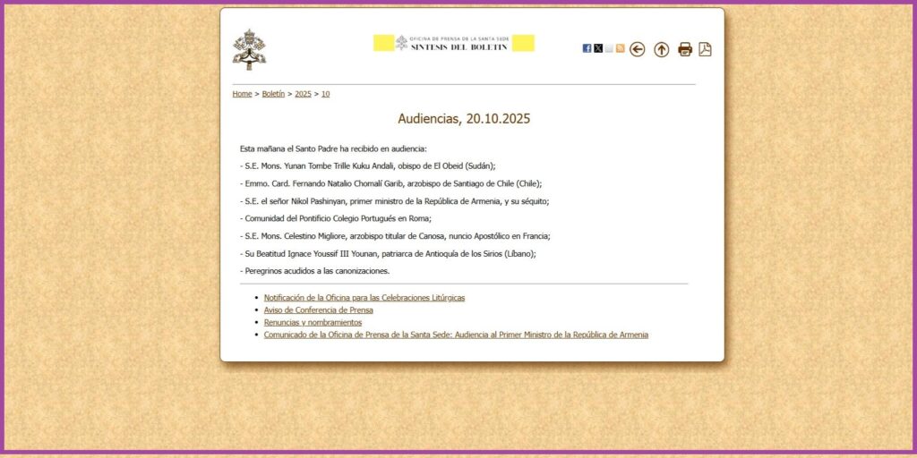 The Spanish-language version of the Bollettino.