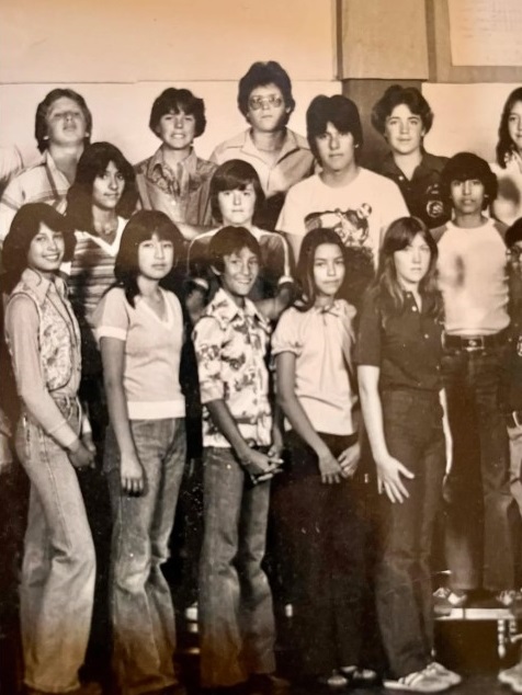 Isaac Melendrez Jr., third from left in the front row, was one of the smallest students in his class at Court Junior High School in Las Cruces. (Photo courtesy of Isaac Melendrez)